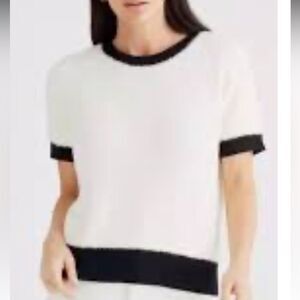 Brave + True chenille Black and White short sleeve Sweater Small